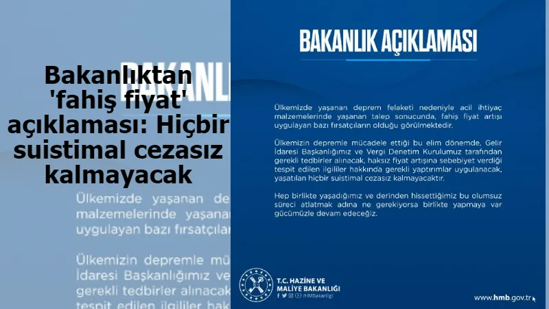 Bakanlıktan 'fahiş fiyat' açıklaması: Hiçbir suistimal cezasız kalmayacak