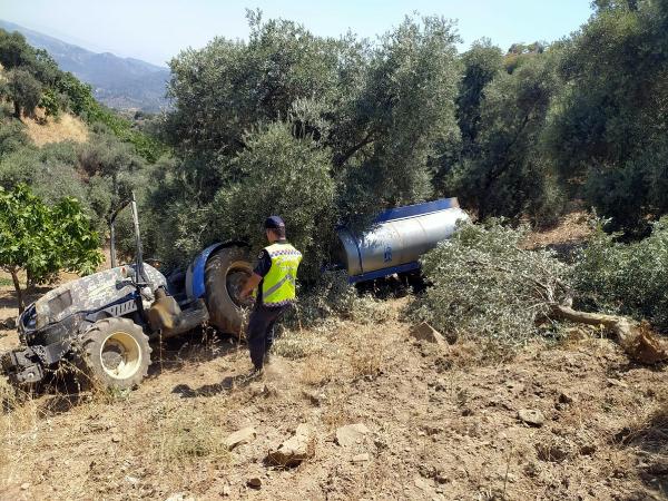 Traktör şarampole yuvarlandı; sürücüsü yaralı, eşi öldü