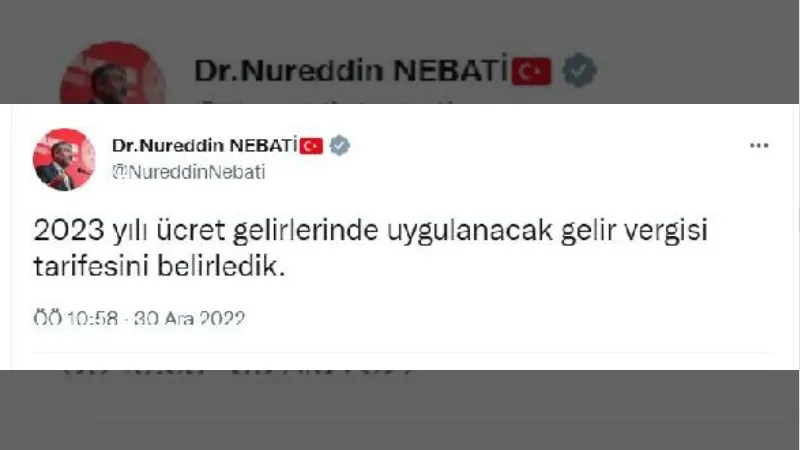 Bakan Nebati, gelir vergisi tarifesini açıkladı