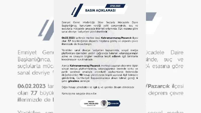 EGM: Provokatif paylaşım yapan 4 şüpheli gözaltına alındı