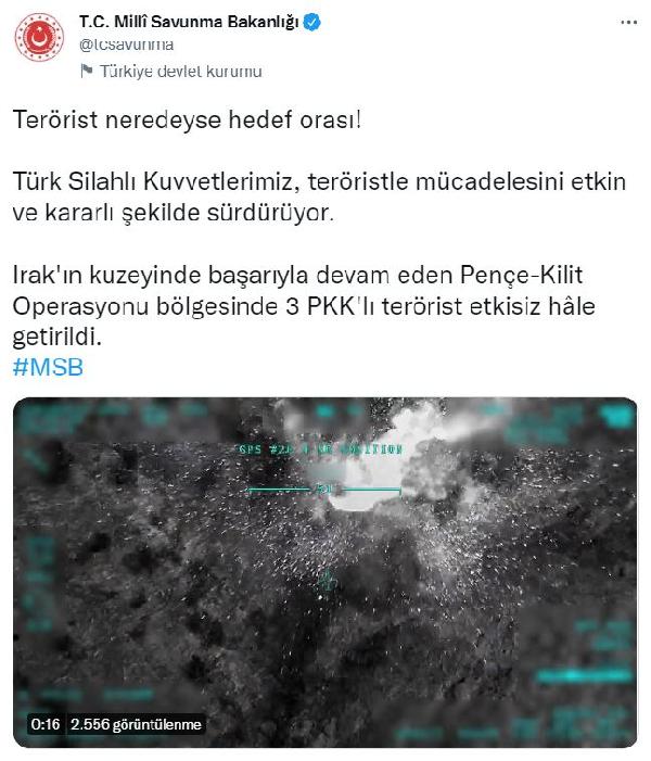 MSB: Pençe- Kilit'te 3 terörist etkisiz hale getirildi