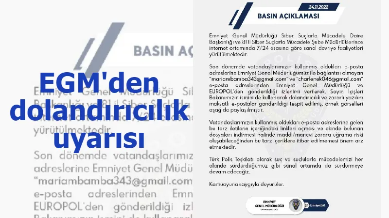 EGM'den dolandırıcılık uyarısı