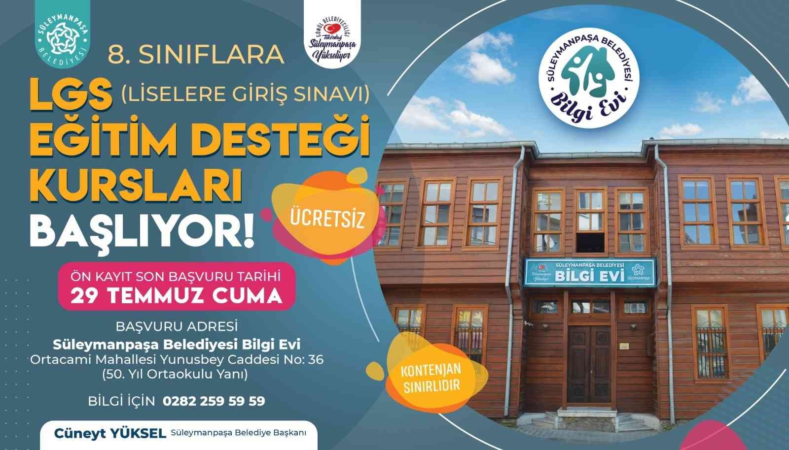 Bilgi Evi LGS kursları için son başvuru tarihi 29 Temmuz