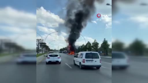 Başkentte tır alevlere teslim oldu