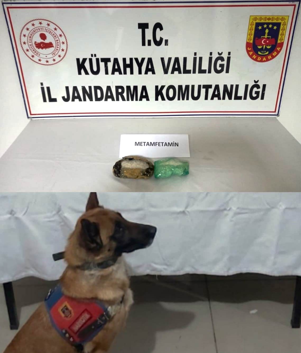 Kütahya’da otomobilde gizlenmiş uyuşturucuyu narkotik köpeği buldu