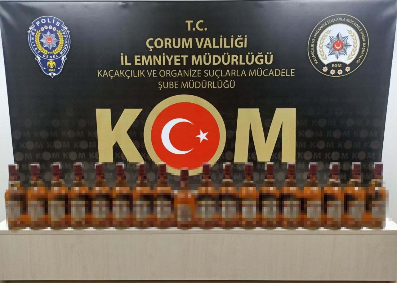 Çorum polisinden kaçak içki operasyonu