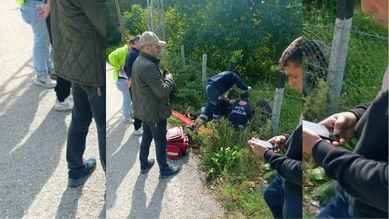 Motosikletiyle şarampole yuvarlanan genç ağır yaralandı