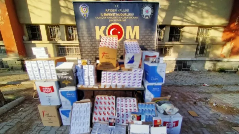 Kayseri’de kaçak tütün operasyonu: 250 bin dal makaron ele geçirildi