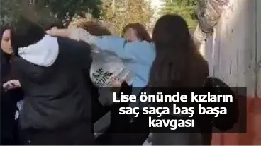 Lise önünde kızların saç saça baş başa kavgası