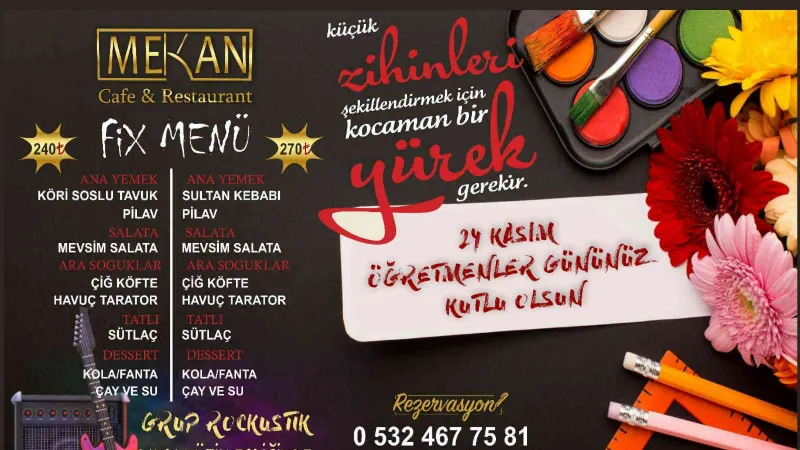 Mekan kafe restorandan öğretmenlere 5 yıldızlı gece