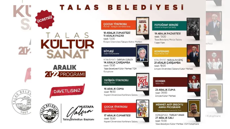 Talas’ta kültür sanat dolu Aralık ayı