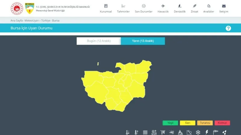 Meteorolojiden Bursa için son dakika yağış uyarısı