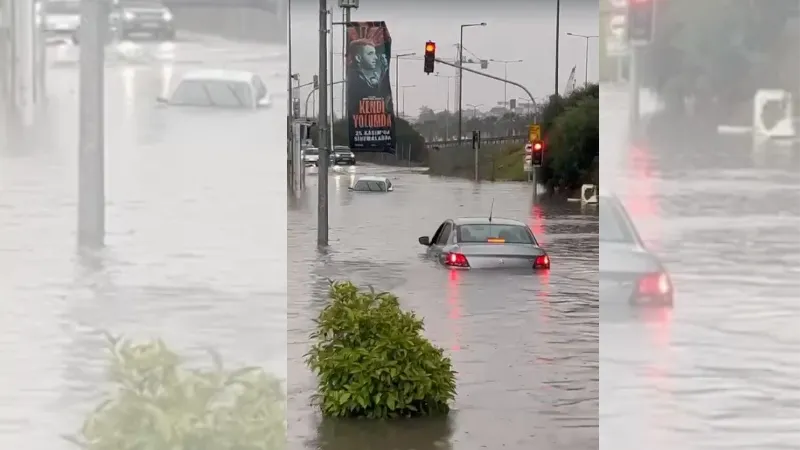 İzmir’i sağanak vurdu: Araçlar suya gömüldü