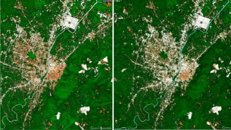 Antakya'daki yıkım, uydu fotoğrafında