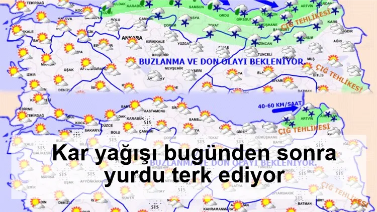 Kar yağışı bugünden sonra yurdu terk ediyor