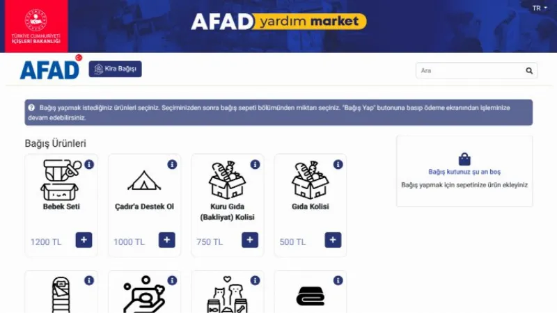 AFAD 'Yardım Market' açtı