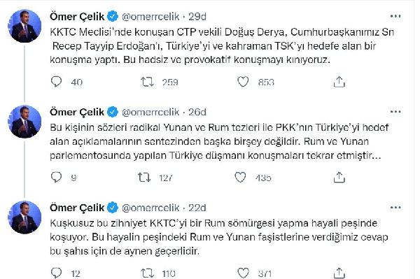 AK Parti'li Çelik'ten, KKTC'li milletvekiline tepki