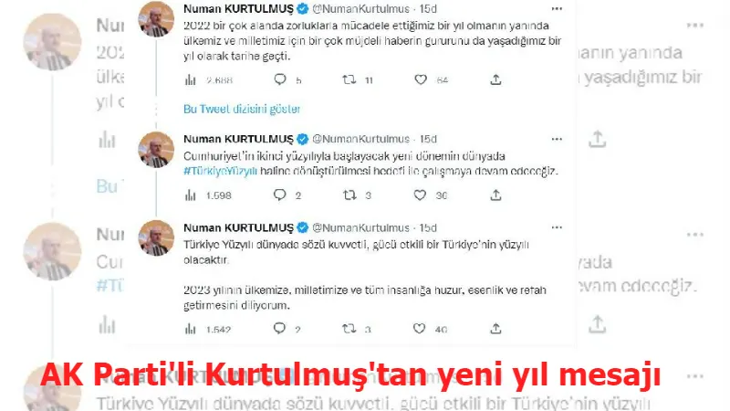 AK Parti'li Kurtulmuş'tan yeni yıl mesajı