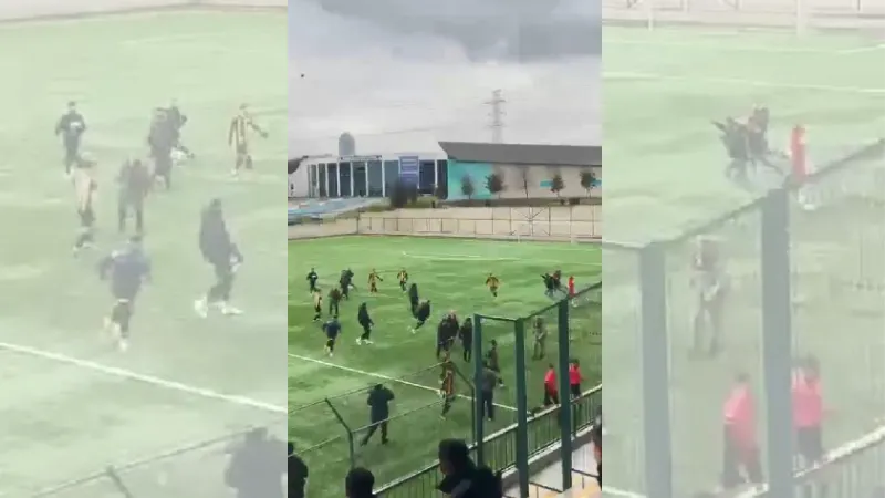 Bayrampaşa'daki amatör lig maçında taraftarlar sahaya inip futbolculara saldırdı