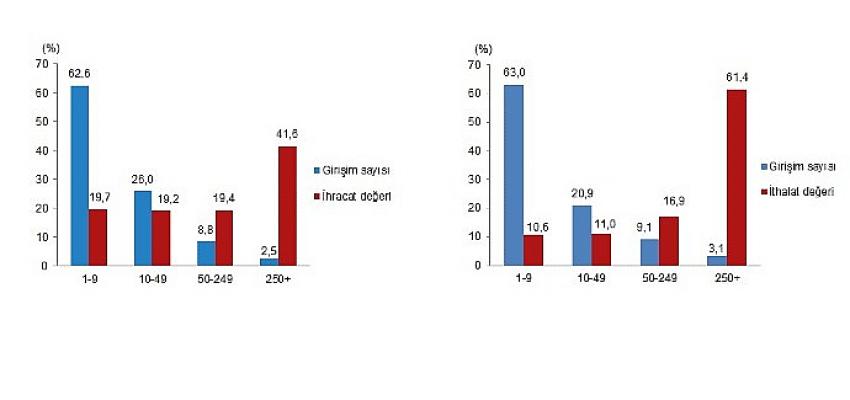 İhracatın yüzde 41,6'sını, ithalatın ise yüzde 61,4'ünü büyük ölçekli girişimler gerçekleştirdi