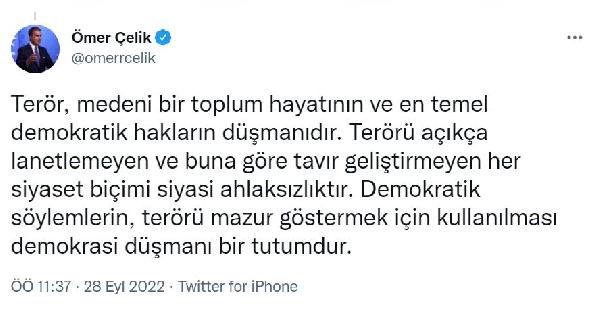 AK Parti'li Çelik: Terörü lanetlemeden söylenen her demokrasi cümlesi siyasi sahtekarlıktır