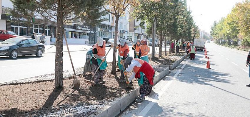 Nevşehir Belediye Ekiplerinden Refüj ve Kavşaklarda Bitkilendirme ve Bakım Çalışması