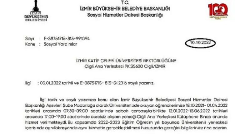 İzmir Büyükşehir Belediyesi Üniversitelilere yemek dağıtımı hakkında açıklama