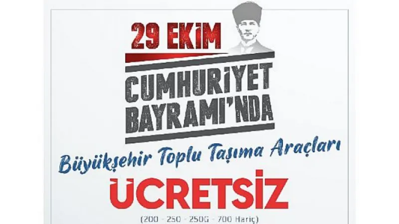 Kocaeli Büyükşehir'den 29 Ekim'de ücretsiz ulaşım