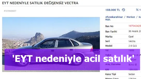 'EYT nedeniyle acil satılık'