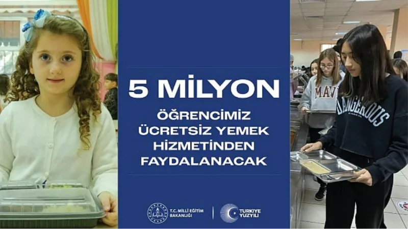 Milli Eğitim Bakanlığı Ücretsiz Yemek Hizmeti Uygulaması İle 5 Milyon Öğrenciye Ulaşacak