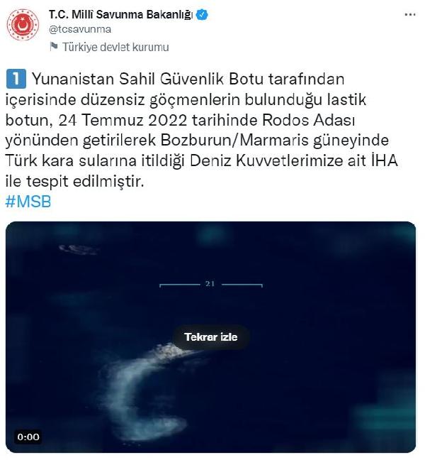 Yunanistan'ın göçmenleri Türk kara sularına ittiği anlar görüntülendi