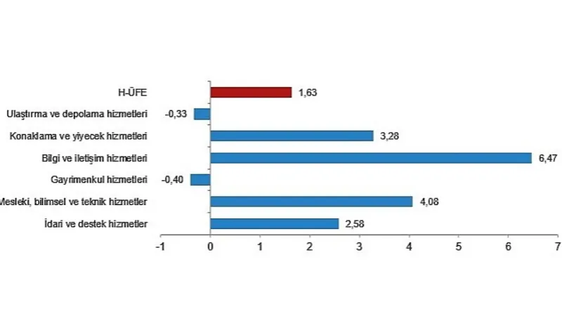 TÜİK: Hizmet Üretici Fiyat Endeksi (H-ÜFE) yıllık %78,86, aylık %1,63 arttı