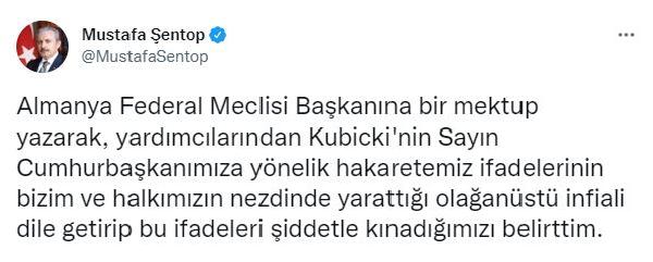 TBMM Başkanı Şentop'tan, Alman mevkidaşına kınama mektubu