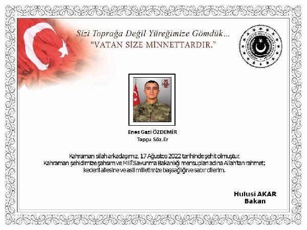 MSB: Şanlıurfa'da havan tacizinde yaralanan asker şehit oldu