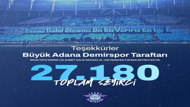 Adana Demirspor, seyirci sayısında haftanın lideri oldu