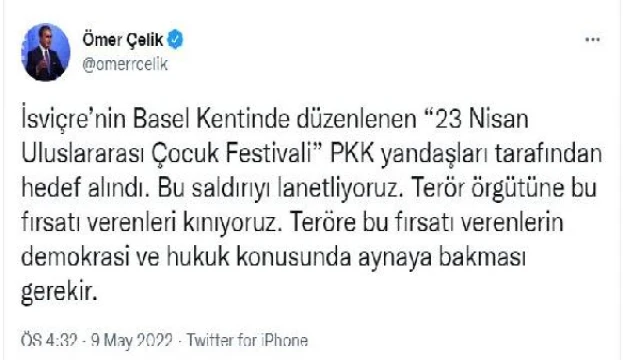 AK Parti’li Çelik, Basel’de ’23 Nisan Festivali’ne saldırıyı kınadı