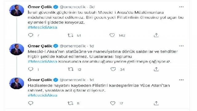 AK Parti’li Çelik’ten ’Mescid-i Aksa’ tepkisi