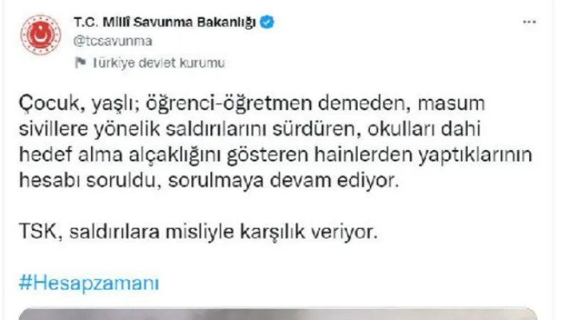 MSB: TSK, saldırılara misliyle karşılık veriyor