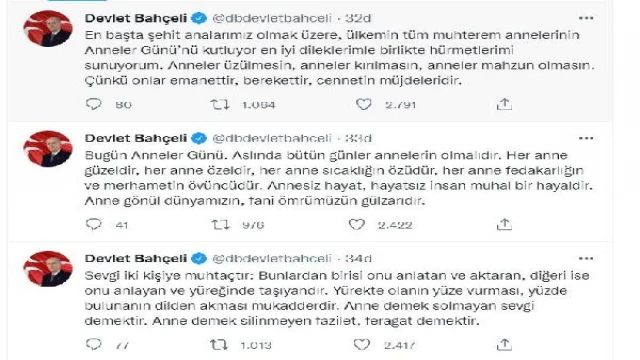 Bahçeli’den ’Anneler Günü’ mesajı