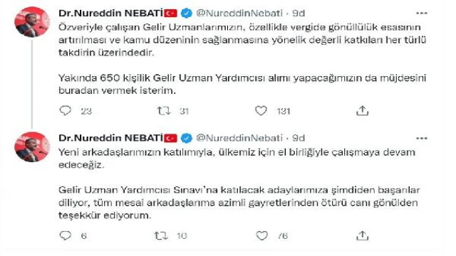 Bakan Nebati: 650 gelir uzman yardımcısı alacağız