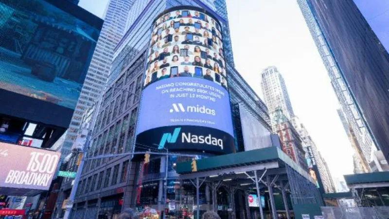 Nasdaq, Midas uygulamasını Times Meydanı'ndaki dev ekrandan kutladı