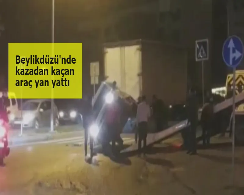 Beylikdüzü'nde kazadan kaçan araç yan yattı