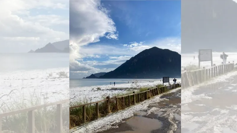 Dünyaca ünlü Çıralı ve Olympos sahili dolu yağışı ile beyaza büründü