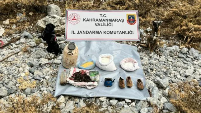 Kahramanmaraş'ta PKK'lı teröristlerin kullandığı yaşam malzemeleri ele geçirildi