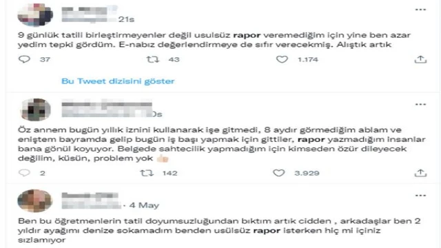 Doktorlar, tatili uzatmak için rapor talep edenlere tepki gösterdi