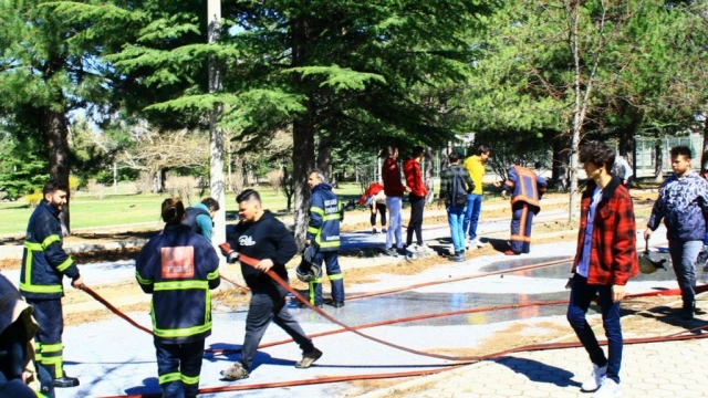 DPÜ KTBMYO’da yangın tatbikatı