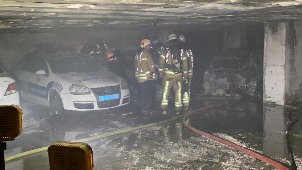 Ümraniye’de kapalı otoparkta bulunan 6 araç yandı