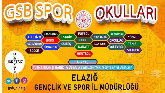 Elazığ’da GSB Spor Okulları kayıtları başladı