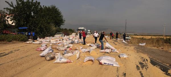 Gaziantep'te 5 ton yem, TIR dorsesinden yola saçıldı