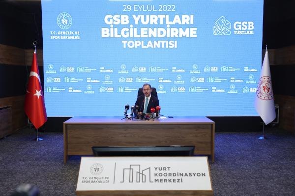 Bakan Kasapoğlu: Yurtlara başvuran 100 öğrenciden 92’sini yerleştirmiş olduk